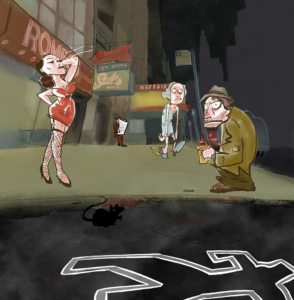 illustration crime noir alley megan gale kowalczyk