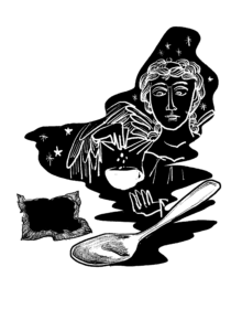 illustration angel making tea by Megan Gale Kowalczyk